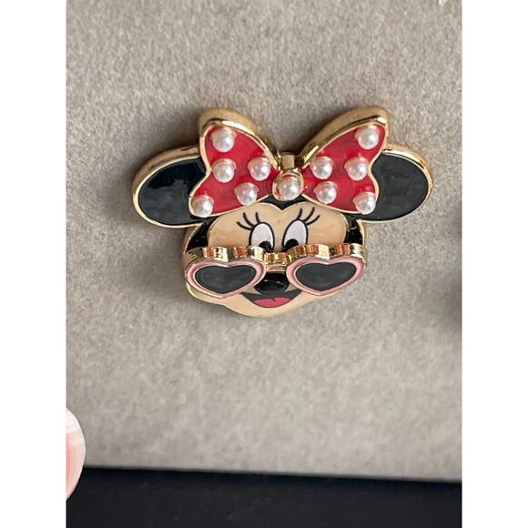 Disney Baublebar Minnie Mouse Heart Glasses Mini Pearls Stud Earrings NEW Red - Picture 3 of 7